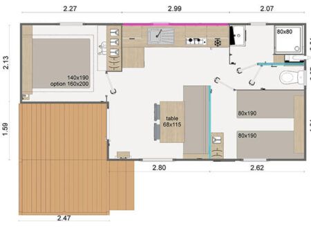 Mobil-Home Famille 4 personnes - Plan